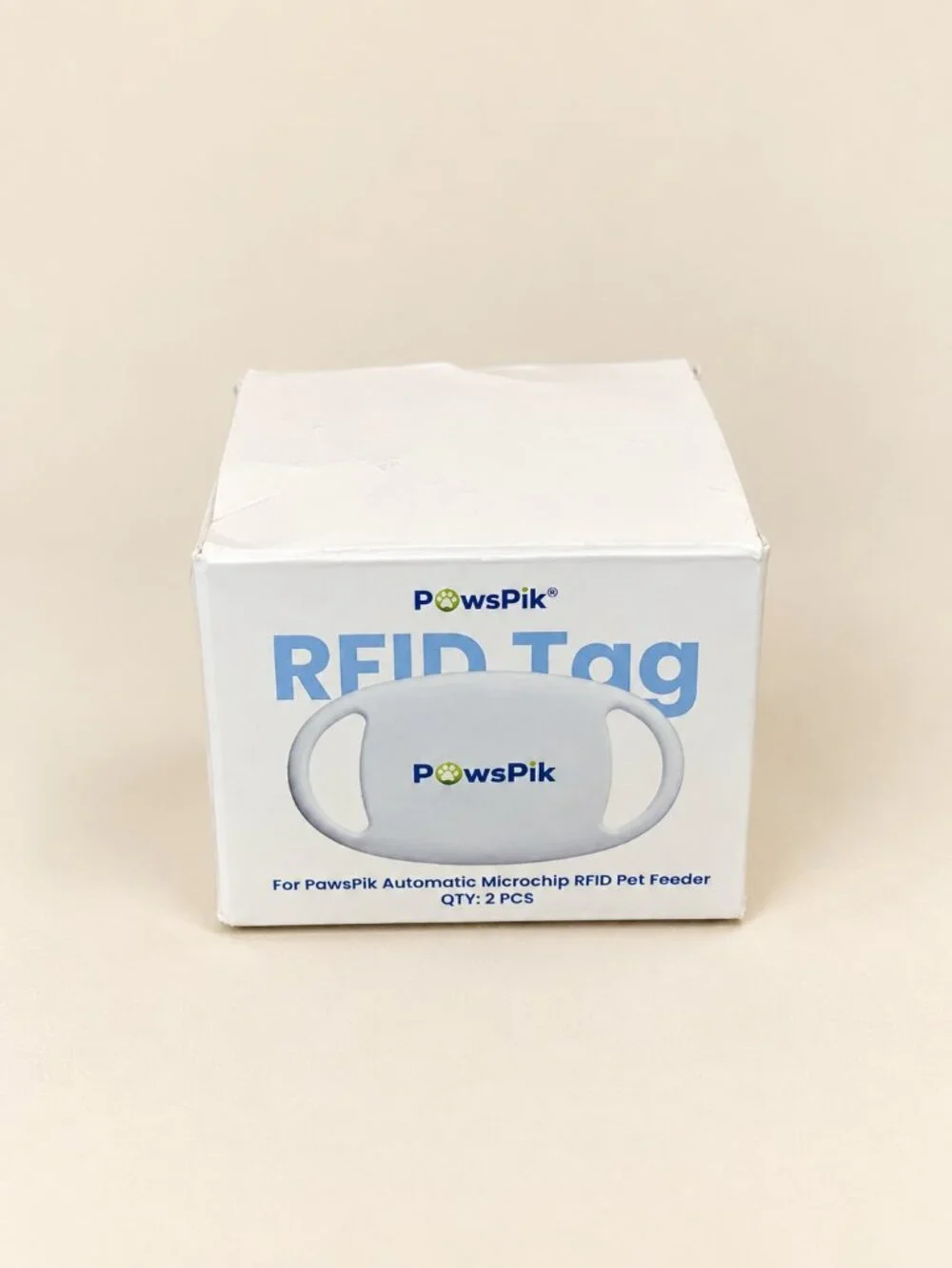 PAWSPIK Official RFID Microchip Feeder Collar Tags, Sealed, Set of 2, White